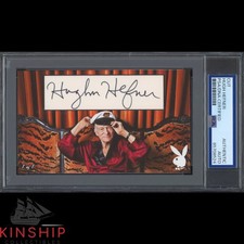 Hugh Hefner signed 3x5 Custom Card Cut PSA DNA Slab Rare Bold Auto C5645