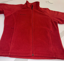 COLUMBIA RED FLEECE SOFT WARM COZY FULL ZIP MOCK NECK JACKET WOMEN'S SMALL