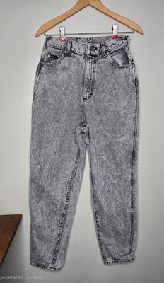 Vtg Lee Acid Wash Denim Jeans Mom High Waist Tapered Women s 27.5x31 USA Size 10