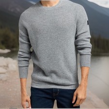 NWT Men  s Rhone Walden Cashemere Blend Waffle Knit Sweater Gray Pullover XXL
