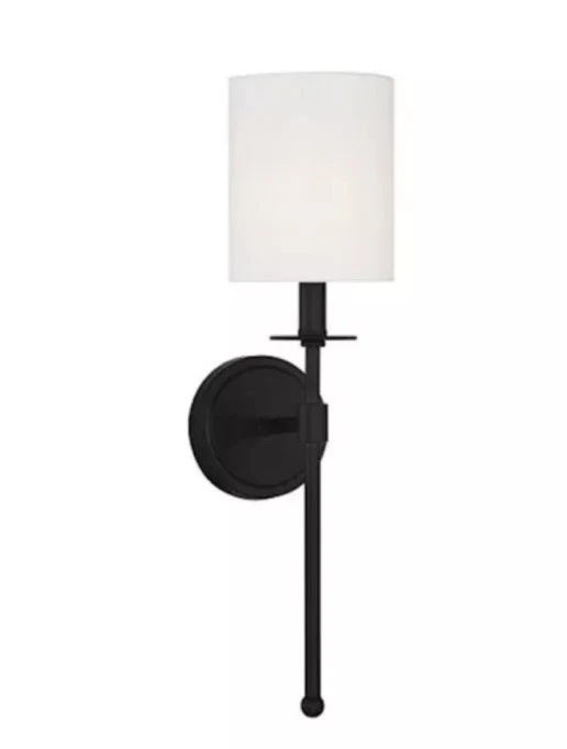Aplique de pared Savoy House 1 luz 20", tela mate negro/blanco - M90057MBK Foto 2 de 2