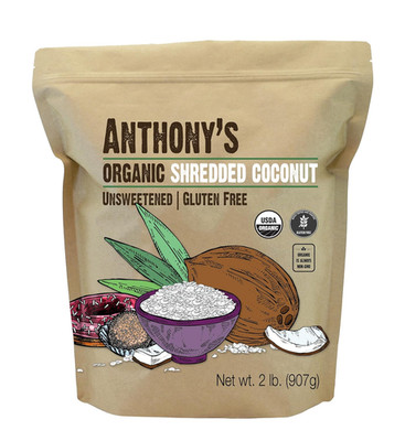 Anthony's Organic Shredded Coconut, 2 lb, Unsweetened, Gluten Free, Non GMO, Veg