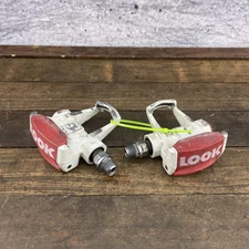 Vintage LOOK Clipless Road Bike Pedals Red 9/16" Pair Classic French Cycling