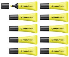 Highlighter - STABILO NEON - Pack of 10 - yellow Pack of 10 Yellow