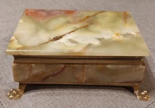 GREEN ONYX LION FEET BOX SET 1950s/'60s - VINTAGE