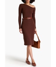 Enza Costa Knit One-shoulder Dress in Saddle Brown | REVOLVE Size XS