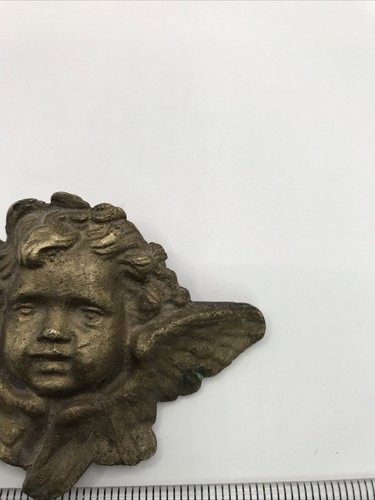 Vintage 4" Brass Cherub Angel with Wings Needs Hanging Hardware To Hang - Picture 5 of 7
