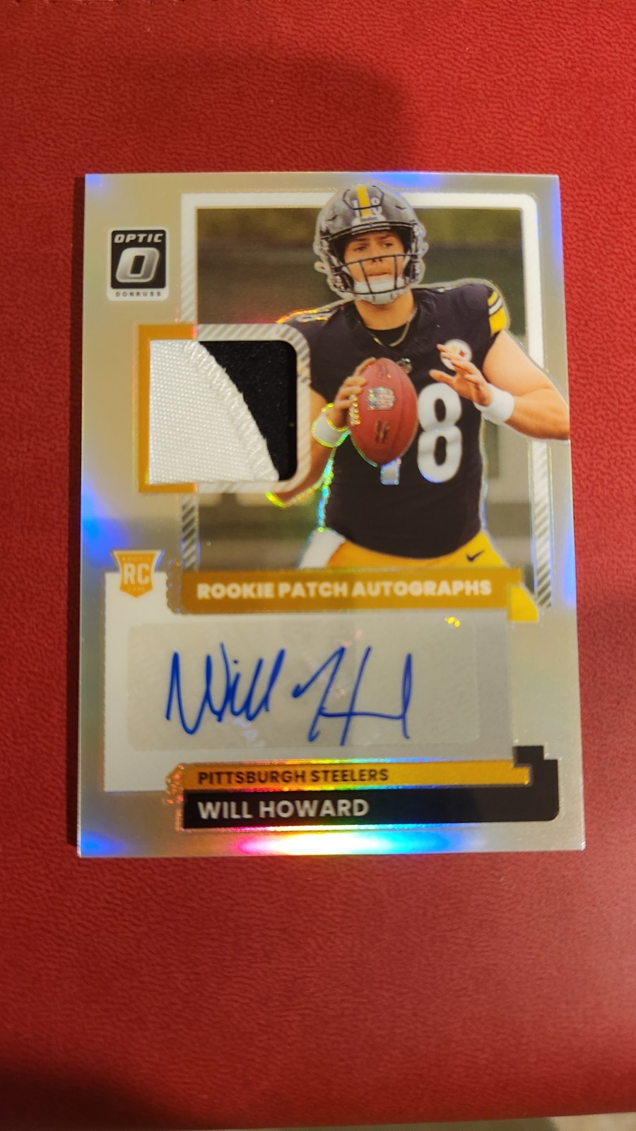 2025 Donruss Optic Will Howard Holo Prizm 2 Color Rookie Patch Auto /35 #RPA-WHD