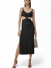 Reformation Alsie Cutout Side Slit Midi Dress in Black Size 10