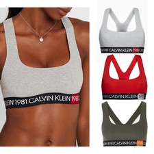 Womens Calvin Klein Bralette Modern Cotton Unlined Racerback Sports Bra NEW