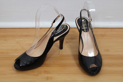 Cole Haan 7.5 NikeAir Black Snake Leather Peep Toe Slingback  display picture 1