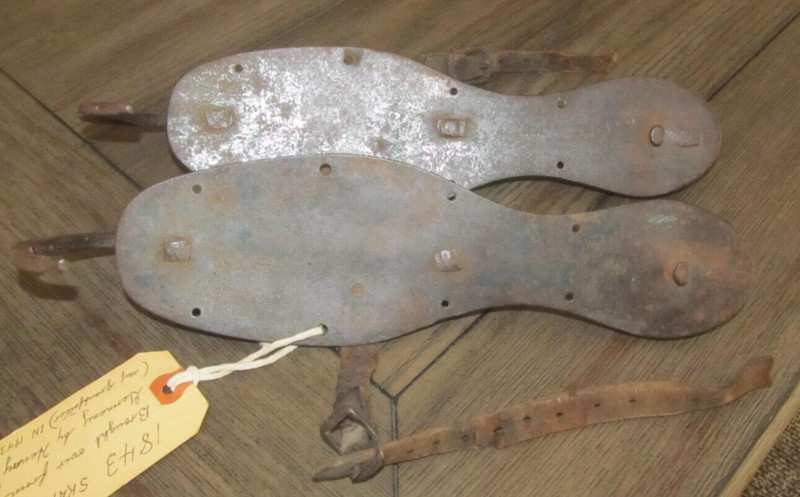 VINTAGE pre WW1 Ice Skates from Germany 1843 brought over in 1943 Heavy Metal