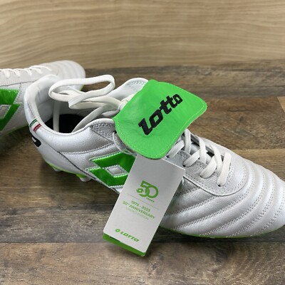 Lotto Stadio OG 50 Icons FG Size 8.5 Mens Silver Green Italian