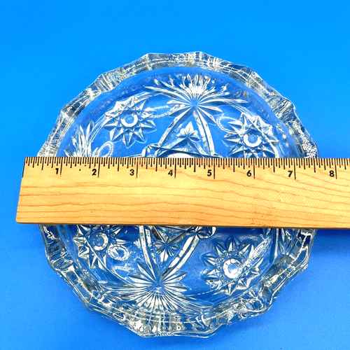 Vintage Anchor Hocking Early American Press Cut Glass Heavy Ashtray 8” - Picture 4 of 4