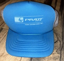 Pivot Cycles Adjustable Strap Hat Bicycle Baseball Trucker Hat Cap Grey Blue