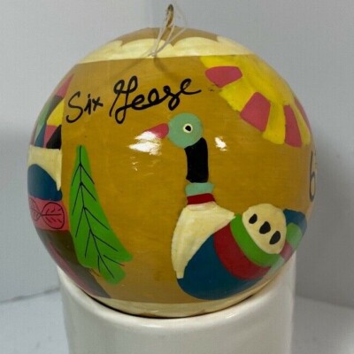 Land of Nod 12 Days Of Christmas Ornament 6 Six Geese a Laying Hand Painted