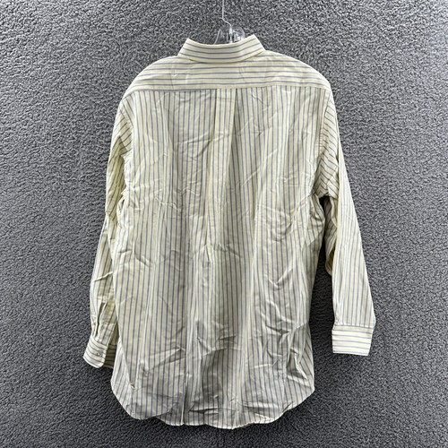 Vintage LL Bean Button Down Shirt Mens 16.5 34 Long Sleeve Yellow Blue Striped - Picture 2 of 8