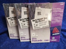 3 x Avery 5389 Postcards Laser 4 x 6" Matte 100 Cards Heavyweight 300 