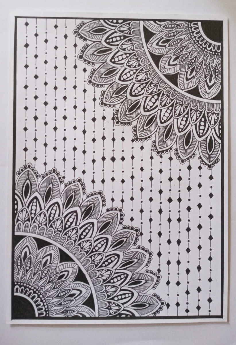 Hand Drawing Black And White Pen Art Design A4 Sheet Room Home