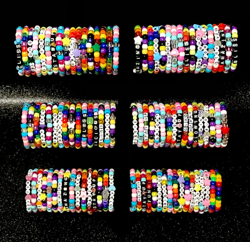 5 Random Rave Kandi Bracelets, EDM Festival Accessories, Raver Wear ...