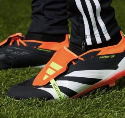 adidas Predator Elite Foldover Tongue FG New Black-Red Boots Size