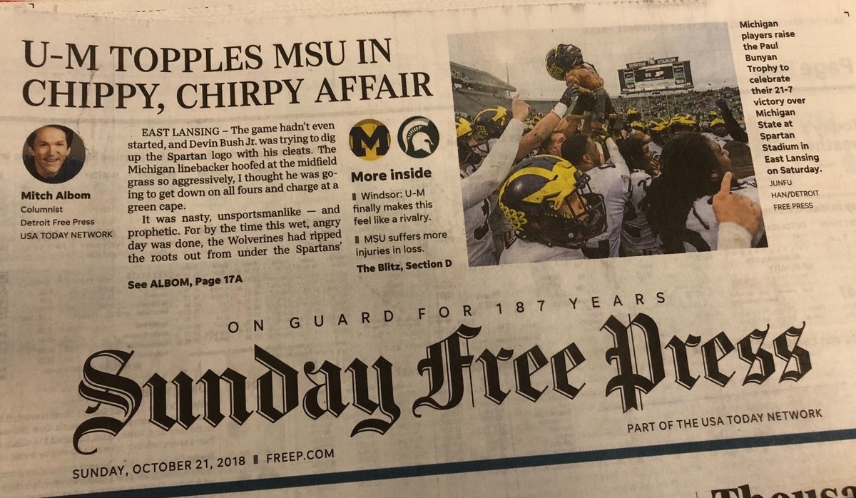 MICHIGAN MICHIGAN STATE RIVALRY Wolverines Spartans DETROIT