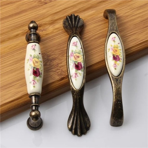 Durable Pull Knob Antique Bronze Door Handles Ceramic Handle
