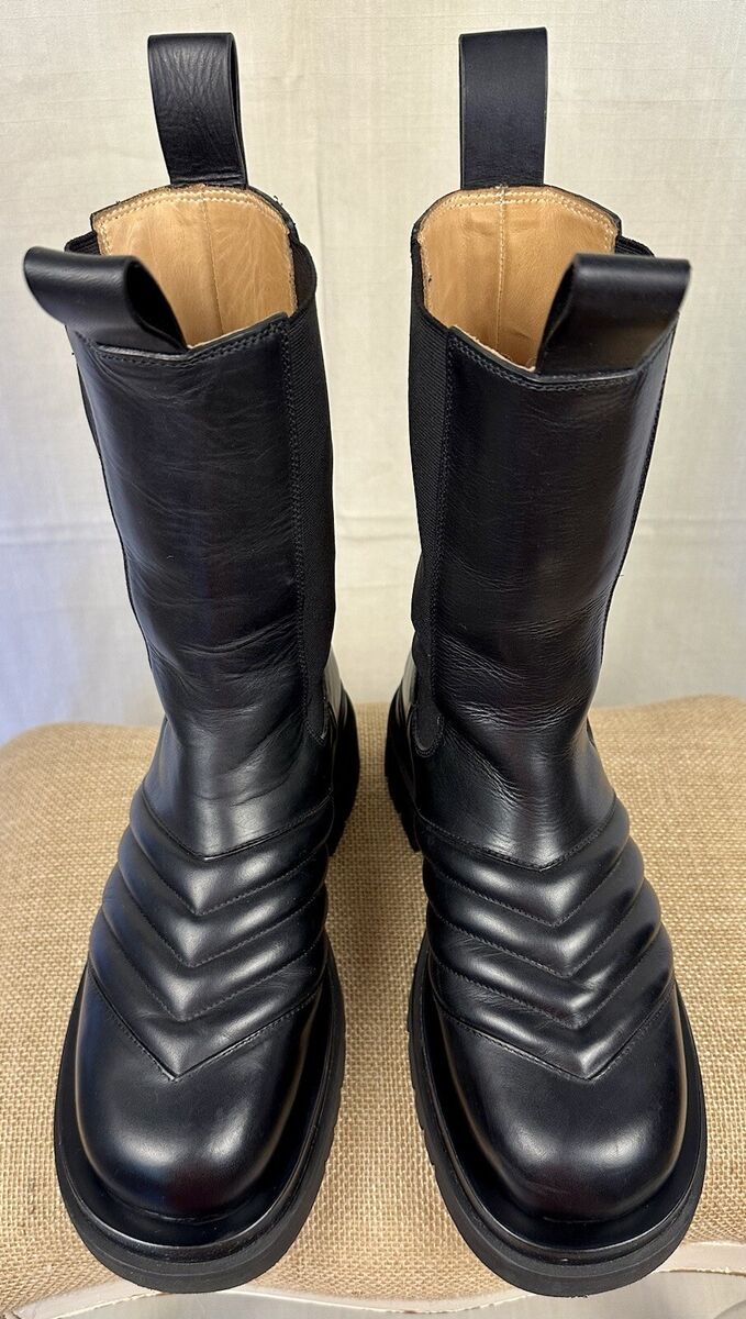Auth Bottega Veneta Chelsea Black Guilted Heel Platform Auth Bottega Veneta Chelsea Black Guilted Heel Platform