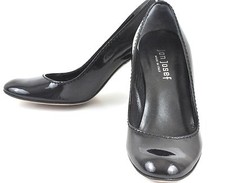 JON JOSEF Black Patent Leather Round Toe Pumps MADE IN ITALY 6 M