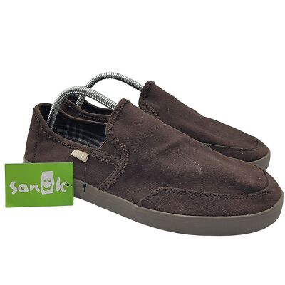 Sanuk Vagabond Mens 9.5 Dark Brown Slip-On Sneaker LX Comfort Casual Shoes Sanuk Vagabond Chill Slip on loafer - Black - Mens  main image 4