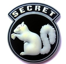 TOP SECRET SQUIRREL White PVC Hook/Lp PATCH Black Op ARMY CIA DEVGRU DELTA SF
