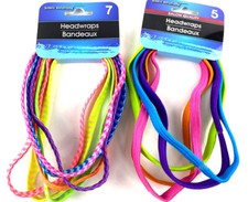 Neon Multi Color Solid  Pattern Elastic Headband Salon Quality Headwraps Pk 2