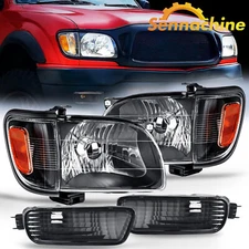 Fit For Headlights Assembly+Corner Light For 2001-2004 Toyota Tacoma Black Lamp