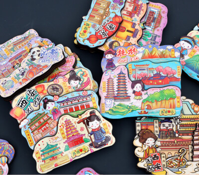 Chinese City Fridge Magnets Travel Souvenirs Refrigerator Stickers Home Decor