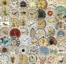 10pcs New Victorian Steampunk Clock Stickers-Scrapbook, Journal, DIY Crafting