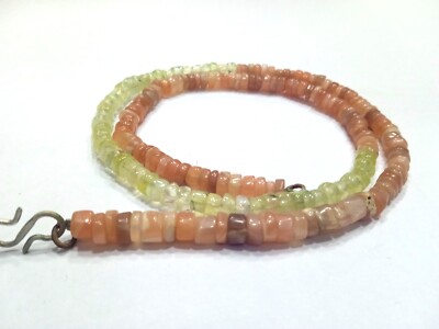 PREHNITE PEACHMOONSTONE TYRE SMOOTH 5-6MM LOOSE GEMSTONE BEADS 18''NECKLACE MULTI
