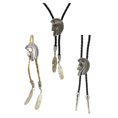 Braided Shoestring Necktie Bolo Tie Western Cowboy Necklace for Sweater