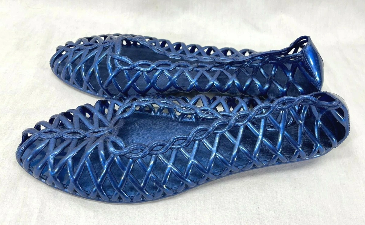 Vintage ROC Blue Jelly Sandals RETRO Vintage 80s Made In Taiwan