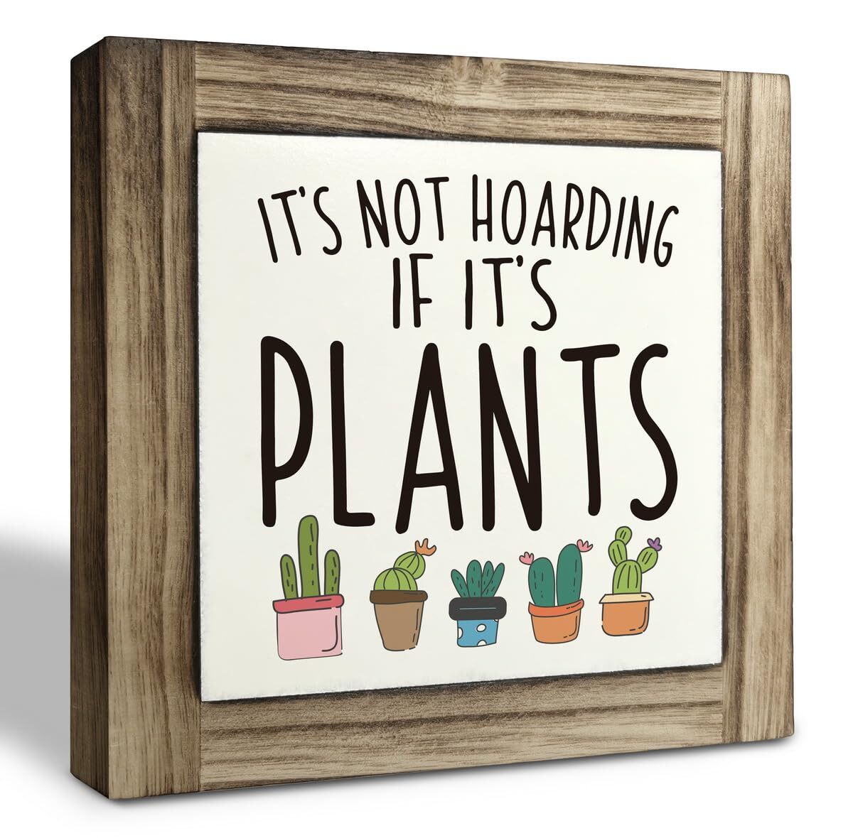 Spring Wood Sign Box with Farmhouse Quotes - Plant Decor for Desk or Home
