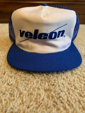 Vintage Velcon Snapback Trucker Hat Made In The USA Mesh Blue White
