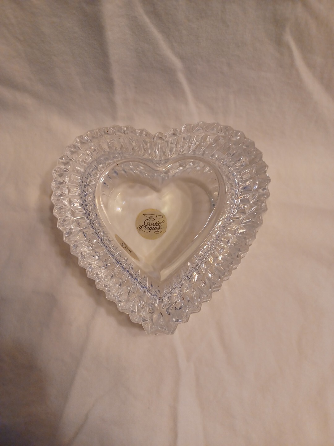 Cristal d'Arques France Heart Shaped Crystal Jewelry Box with Lid