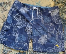 Men's Tommy Bahama Baja Bonita Cove Net Swim Trunks 2XL Blue Tropical Beach Wear