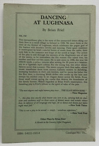 Dancing At Lughnasa, by Brian Friel ~ Acting Edition ~ Script Play ~ 1993 - Picture 4 of 4