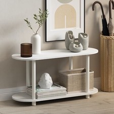 Furinno TURN-N-TUBE Oval Display Shelf, 4-Tier Book Shelf, Storage Shelves,White