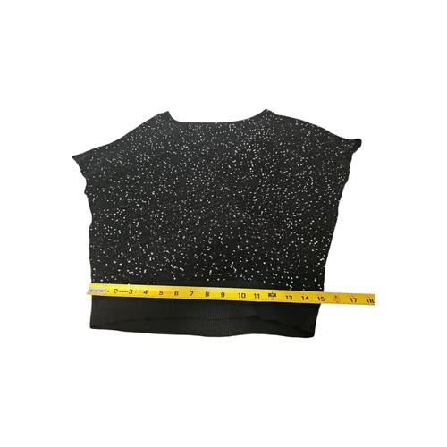 Ethyl Women's Black Top Large Sequins Cap Sleeves Ribbed Bottom Band Blouse - Picture 11 of 11