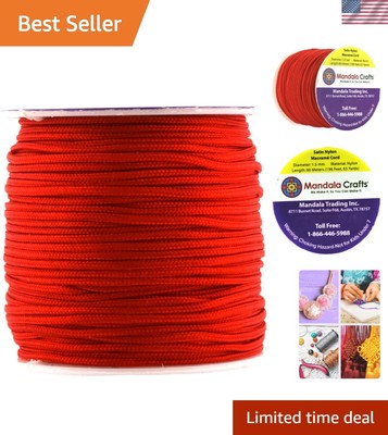 Heavy-Duty 65 Yard Red Nylon String - Ideal for Jewelry & Craft Enthusiasts