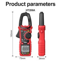 HABOTEST HT208D Digital Clamp Meter Multimeter True RMS AC DC Volt Amp NCV Cap 8