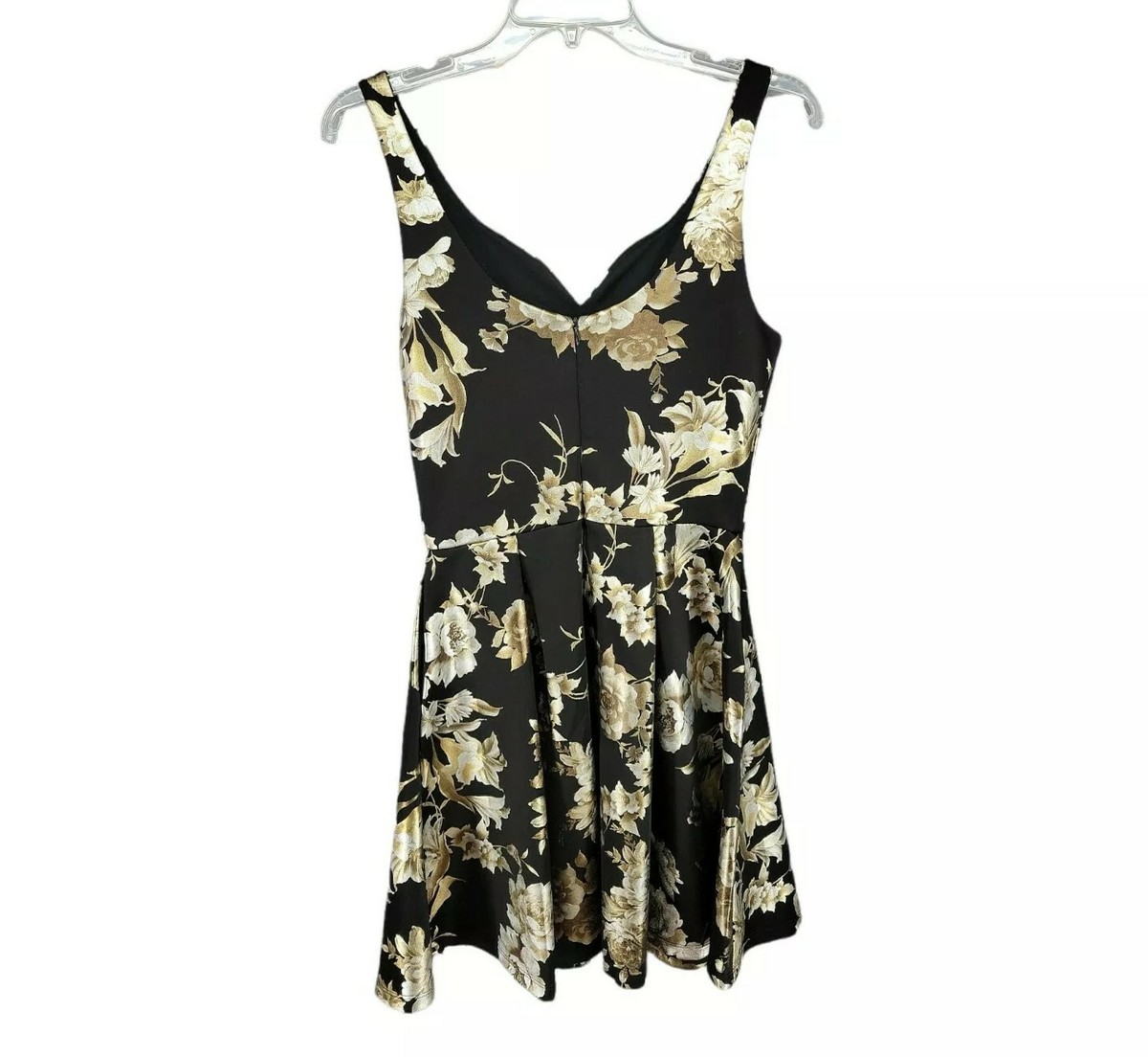 Francescas Womens Dress Formal XS Cocktail Black Gold Floral Metallic  Pockets | eBay