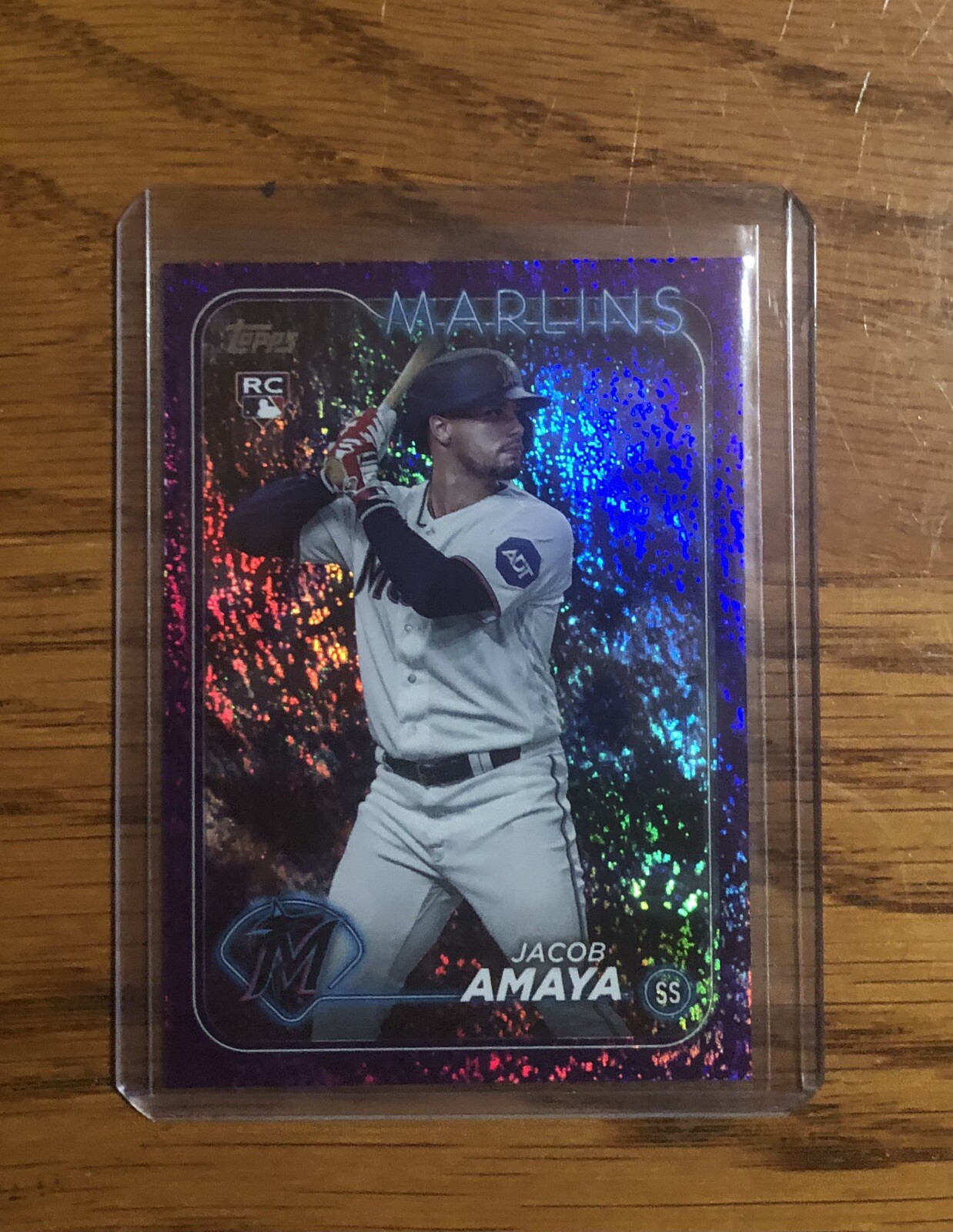 2024 Topps Series 1 Purple Foil Jacob Amaya Rookie (RC) /799 #144 Marlins