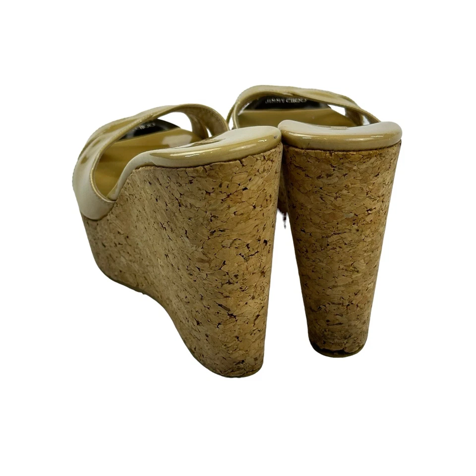 Jimmy Choo Pandora Wedge Cork Platform Slip-On Sandals Shoes Sz. 40 / 9 US Foto 4 de 4